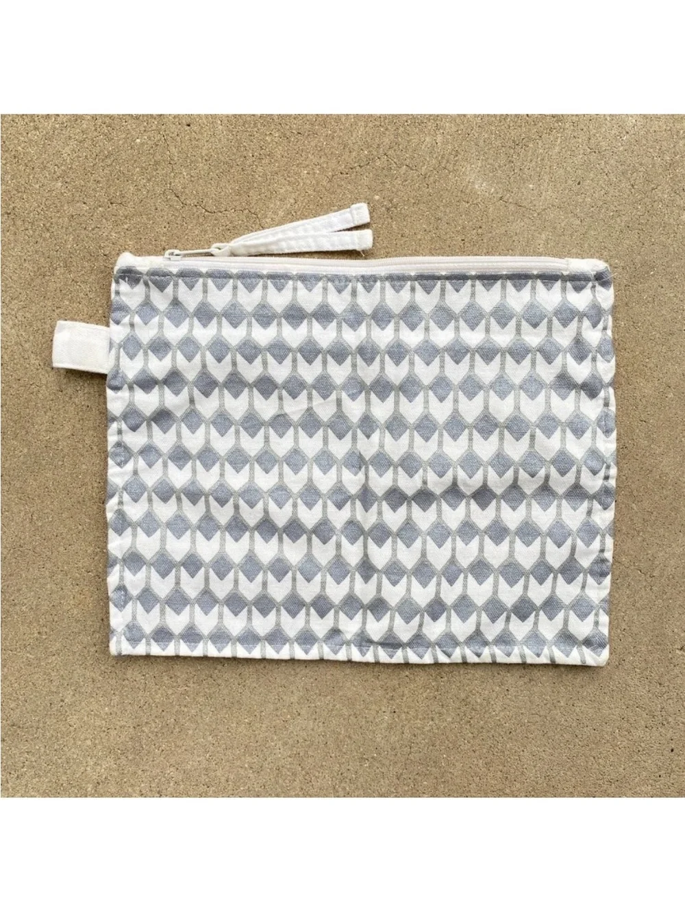 West Elm Gray & Cream Zip Cosmetic Pouch